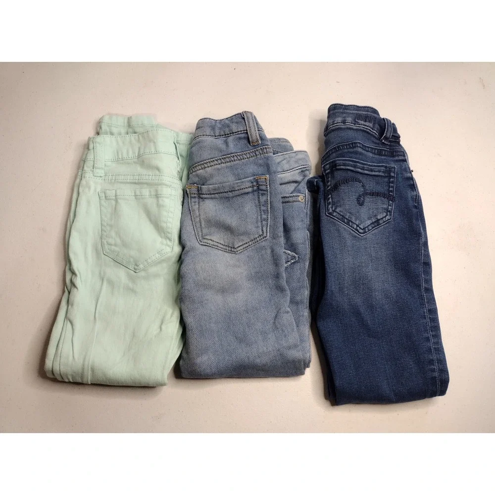 Girls Skinny Jeans Lot 3 Justice‎ Cherokee Celebrity Pink Blue Mint Size 7